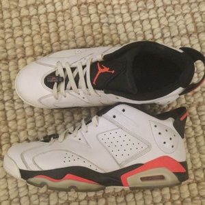 Nike Air Jordan Retro 6 Low - White/Infrared - Size 10 US / 44 EU / 9 UK